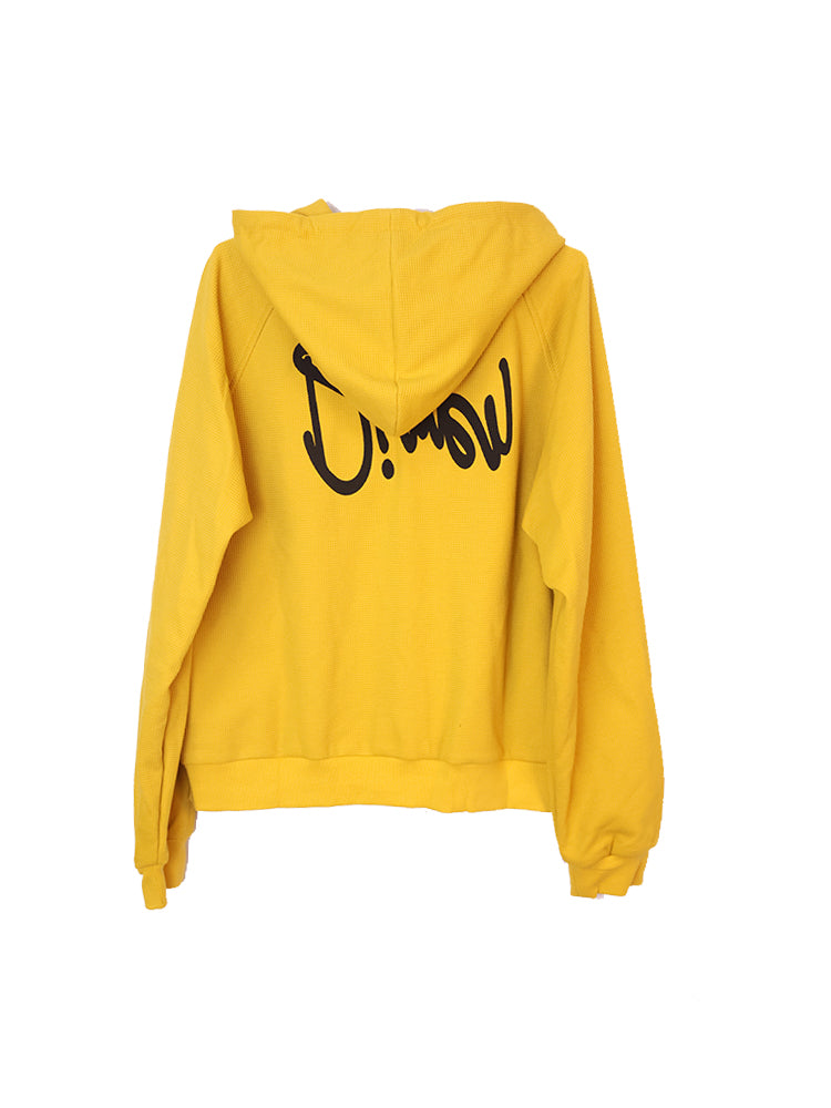 DIMEN Waffle Knit Full-Zip Hoodie | American Streetwear Hip-Hop Jacket