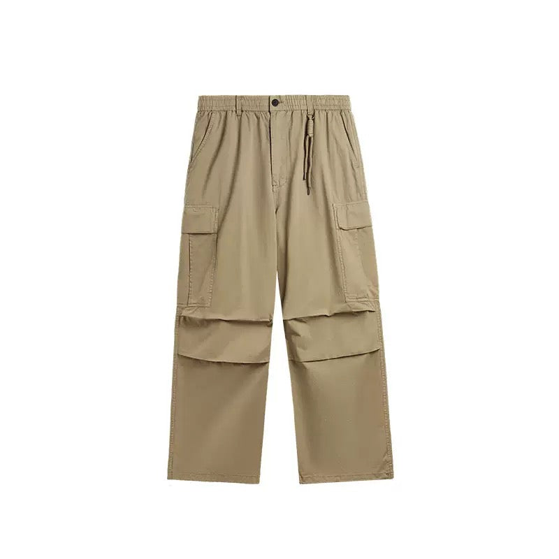 DIMEN Washed Cargo Pants – Pleated Wide Leg