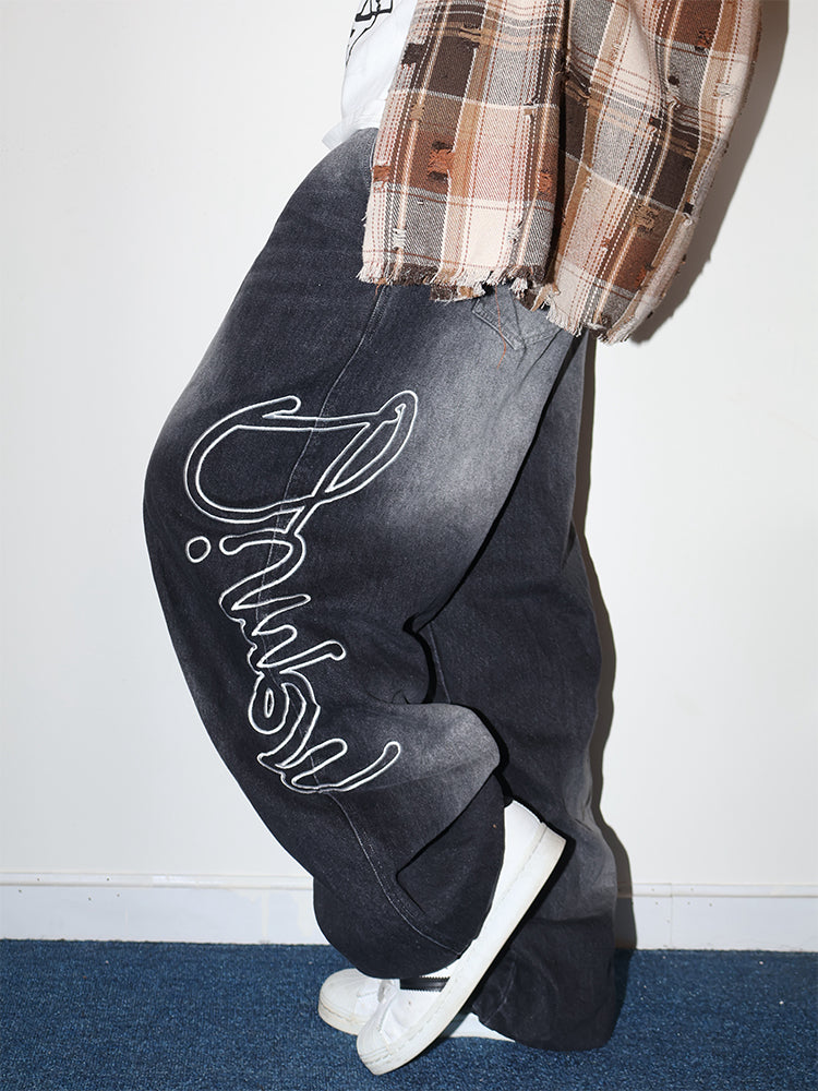 DIMEN Embroidered Denim Jeans