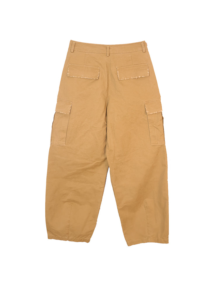 DIMEN Distressed Wide-Leg Cargo Jeans