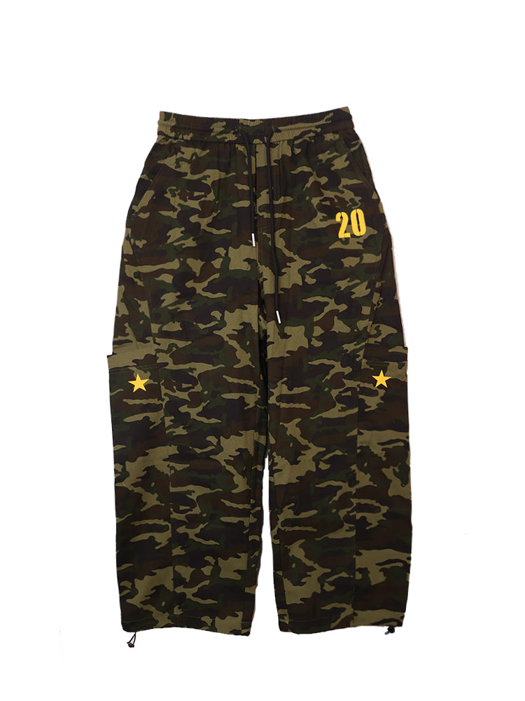 DIMEN Graphic Camo Wide-Leg Cargo Pants