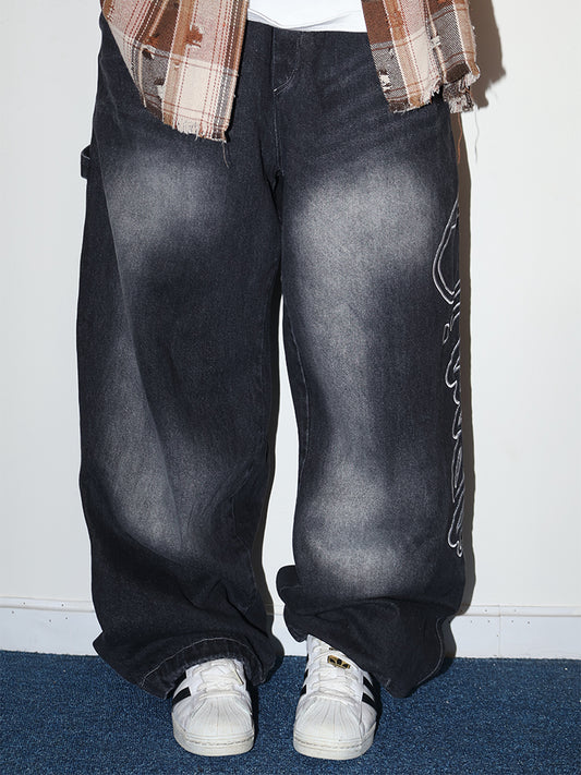 DIMEN Embroidered Denim Jeans
