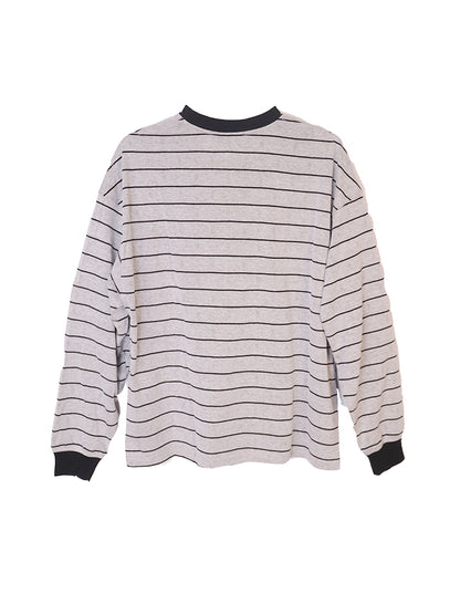 DIMEN Embroidered Striped Long-Sleeve Tee