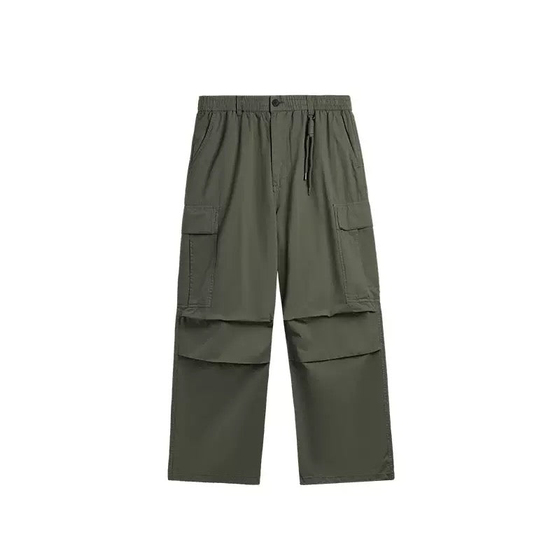DIMEN Washed Cargo Pants – Pleated Wide Leg