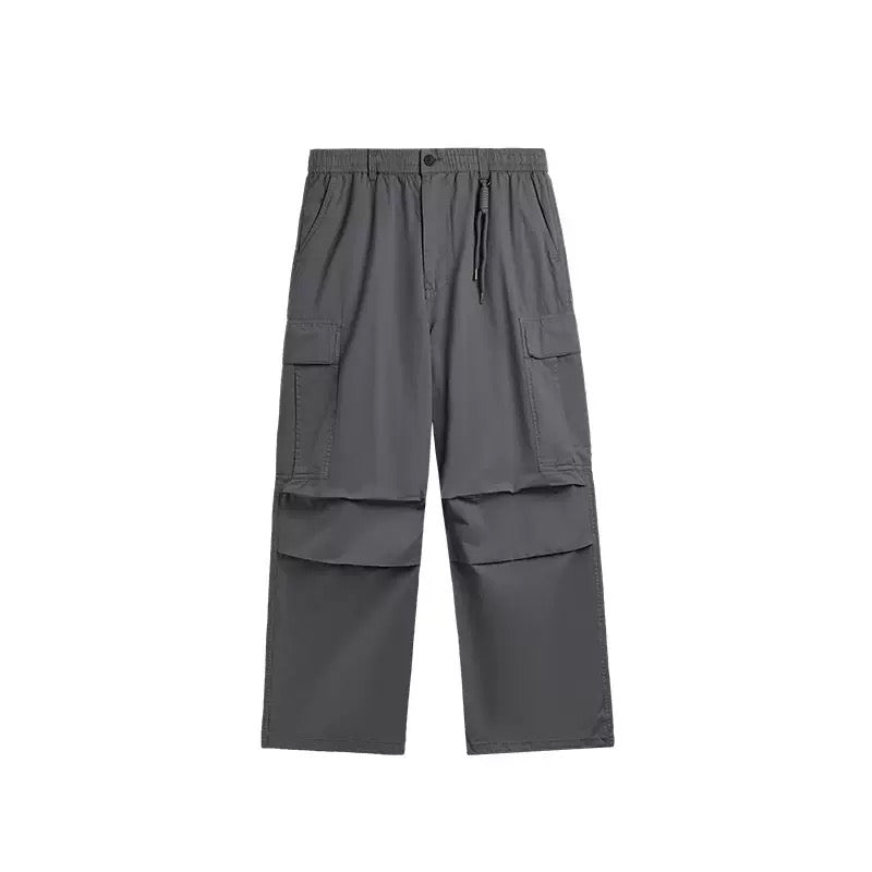 DIMEN Washed Cargo Pants – Pleated Wide Leg