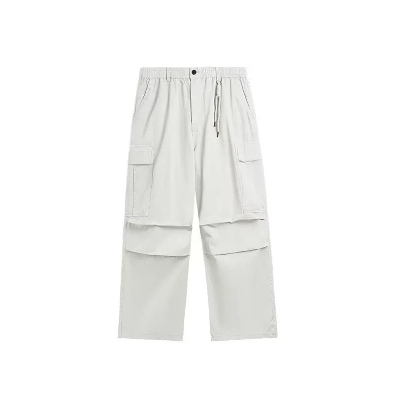 DIMEN Washed Cargo Pants – Pleated Wide Leg